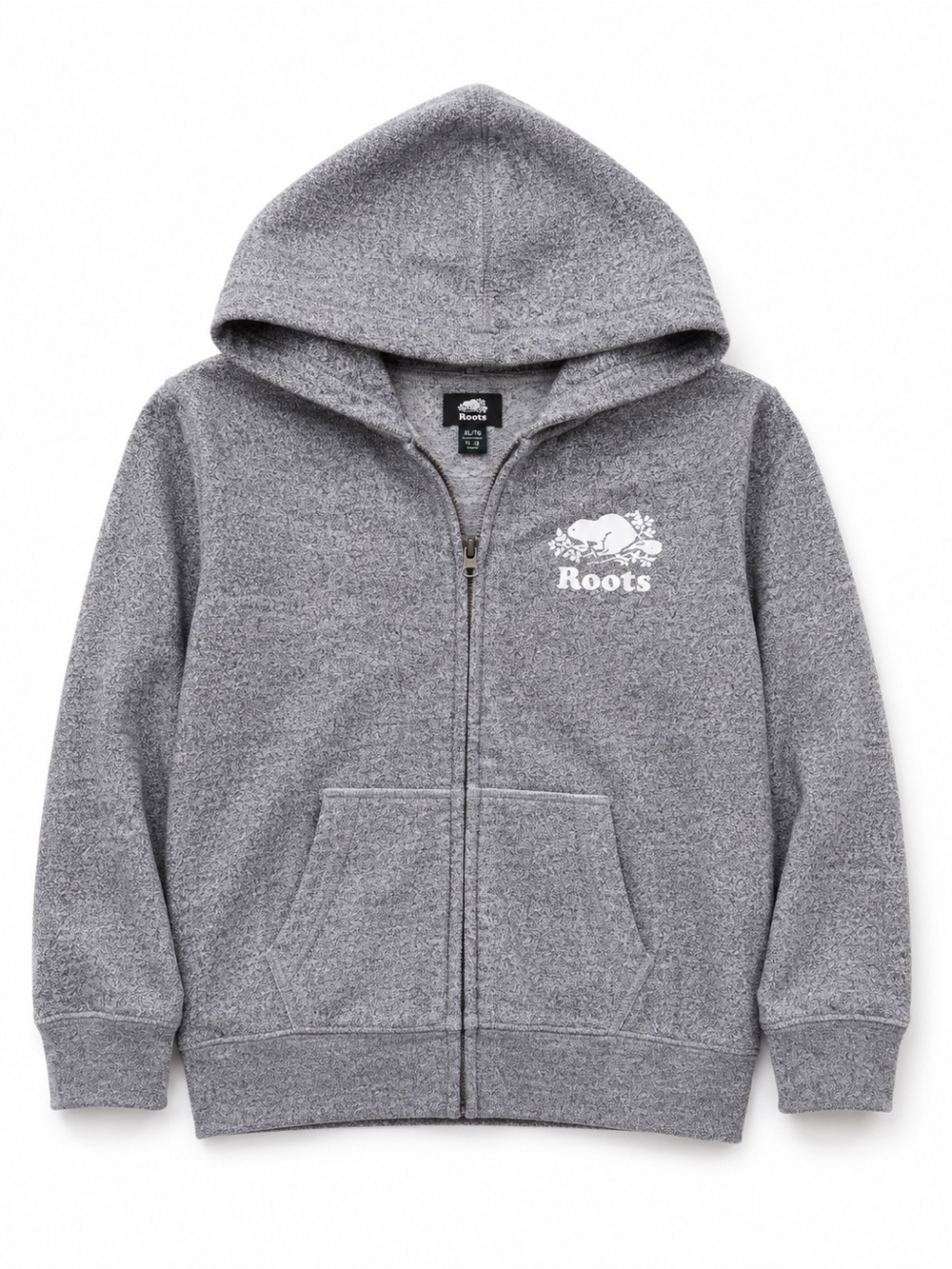 Roots Kids Zip Hoodie Grey XL 11-12 Youth Sweatshirt Logo
